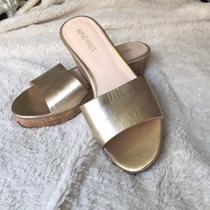 Nine West Gold Slip On Sandals